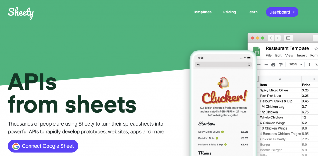 sheety google sheets tool