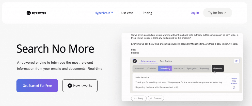 hypertype best ai email tool
