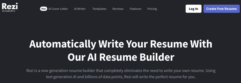 rezi gpt-3 resume builder