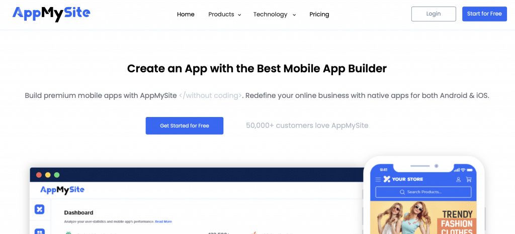 appmysite best website into an app tool