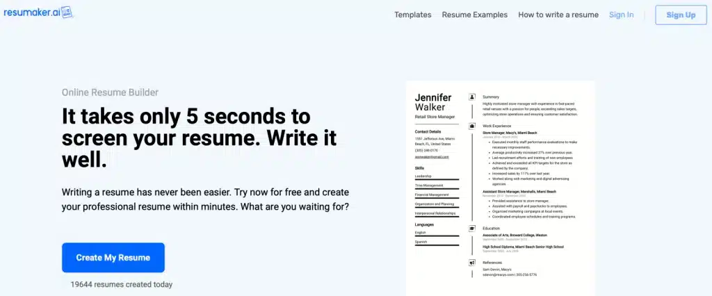 resumaker ai resume builder