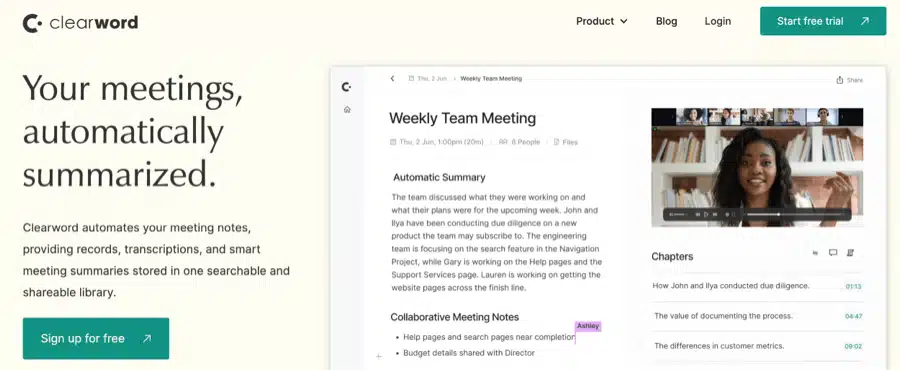 clearword best ai meeting assistant