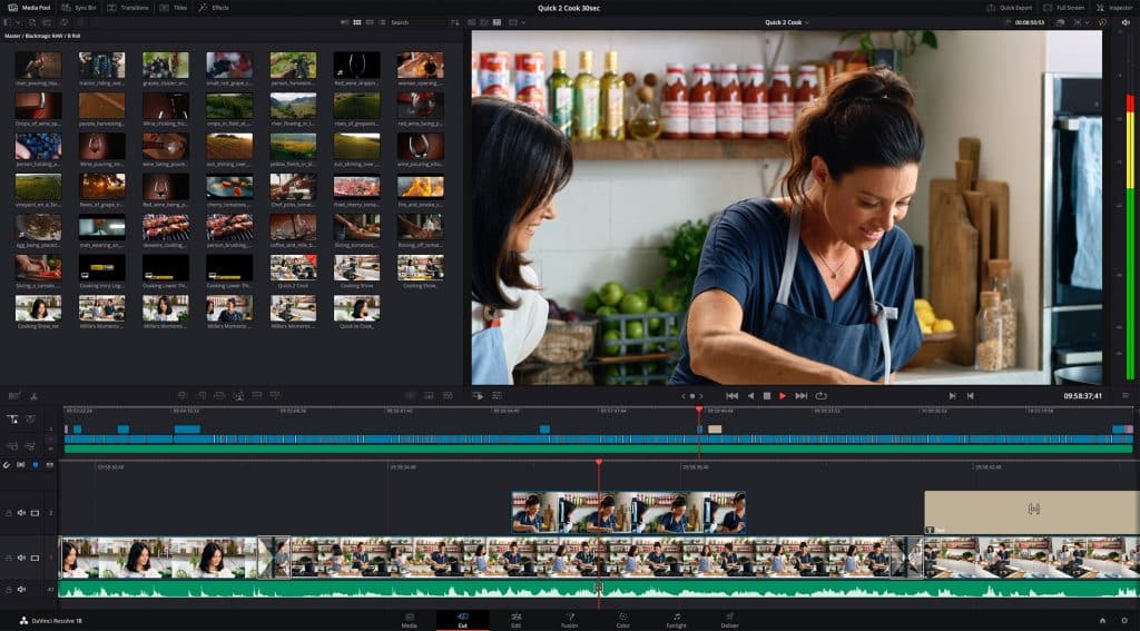 davinci resolve software screen