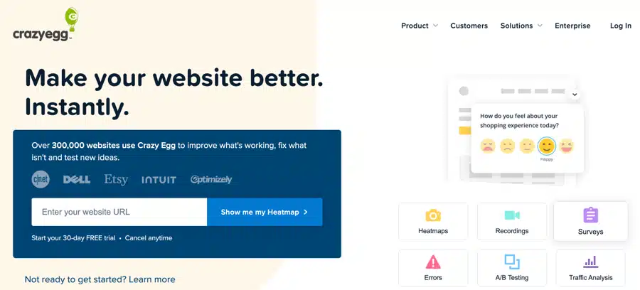 crazyegg best ai landing page optimization tool