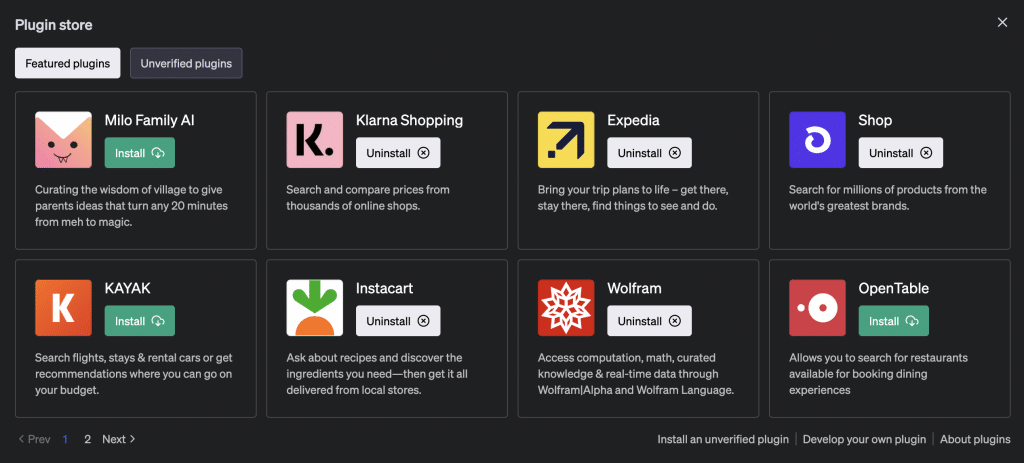 list of official chatgpt plugins