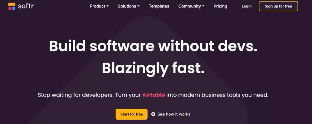 softr best ai no code app builder